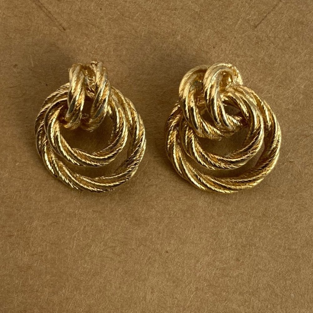 Double-twisted Golden Rope earrings for women with posts, NWOT